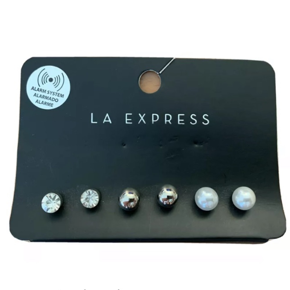 3 pairs LA Express Stud Earrings, NWT
